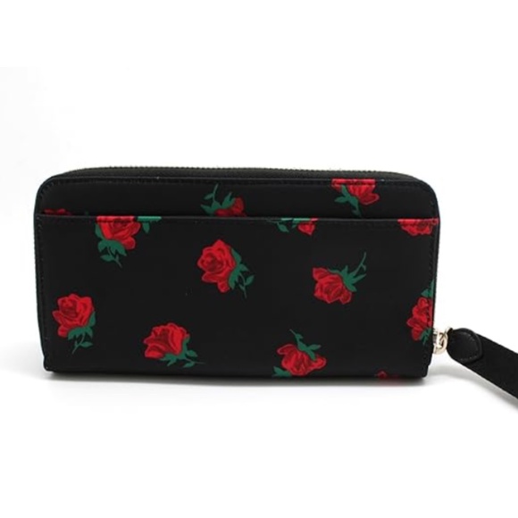 NEW Kate Spade Chelsea Rose Toss Printed Large Continental Wallet KE616 BLACK - Picture 3 of 6